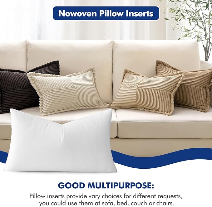 MIULEE Pillow Insert 14x32 Inch, Decorative Rectangle Throw Pillow Inserts - Image 4