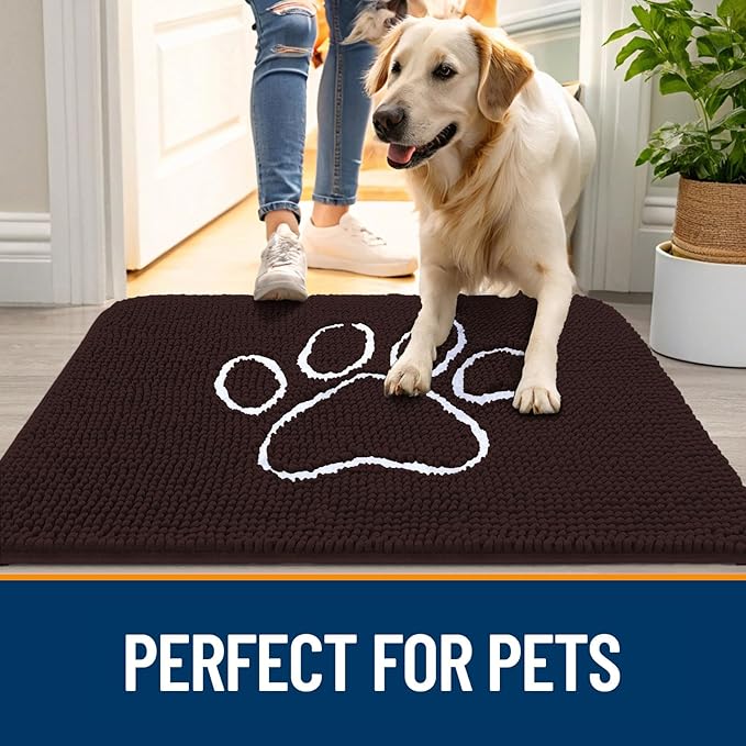 OLANLY Dog Door Mat for Muddy Paws 47x17, Paw Print Design, Absorbs Moisture - Image 6