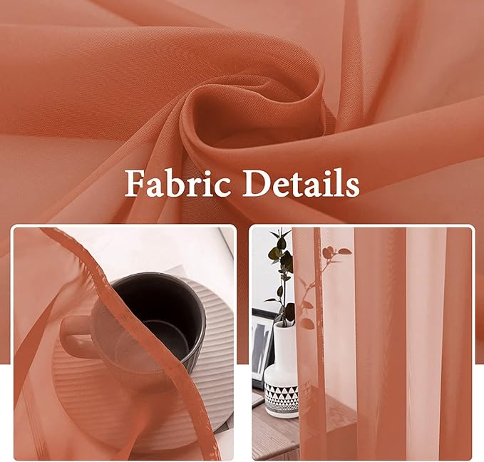 MIULEE 2 Panels Solid Color Sheer Window Curtains Elegant Window Voile Fall - Image 3