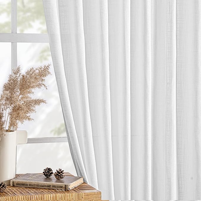 MIULEE White Linen Curtains 72 Inch Length 2 Panels - Image 4