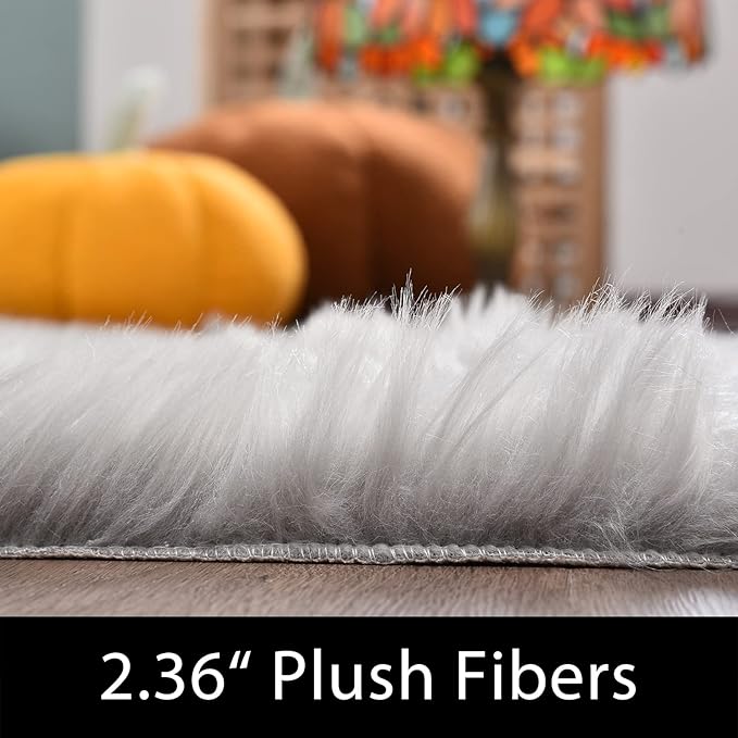 Latepis 3x5 Faux Sheepskin Rug, Faux Fur Rug - Image 2