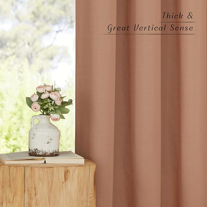 NICETOWN Linen Flax Semi Sheer Curtains 92" Length, Grommet Window Treatments - Image 6
