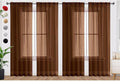 SpaceDresser Brown Sheer Curtains 4 Panels Rod Pocket Semi-Sheer Curtain 63 by SpaceDresser
