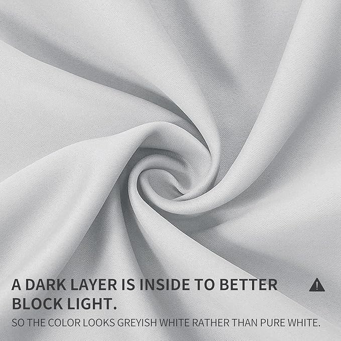 Joydeco White Curtains 95 Inches Long 1 Panel, Thermal Insulated Long Curtains& - Image 2