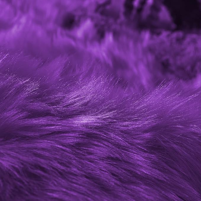 Goolela Purple Sheepskin Rug 2x6 Fluffy Fuzzy Furry Runner - Image 7