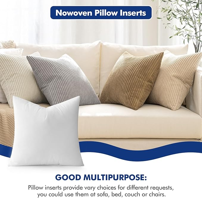 MIULEE Pillow Insert 18x18 Inch, Decorative Square Throw Pillow Inserts - Image 2