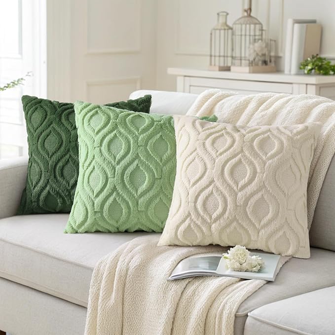 decorUhome Throw Pillow Covers 20x20 Inch Set of 2, Soft Plush Faux Wool Forest - Image 4
