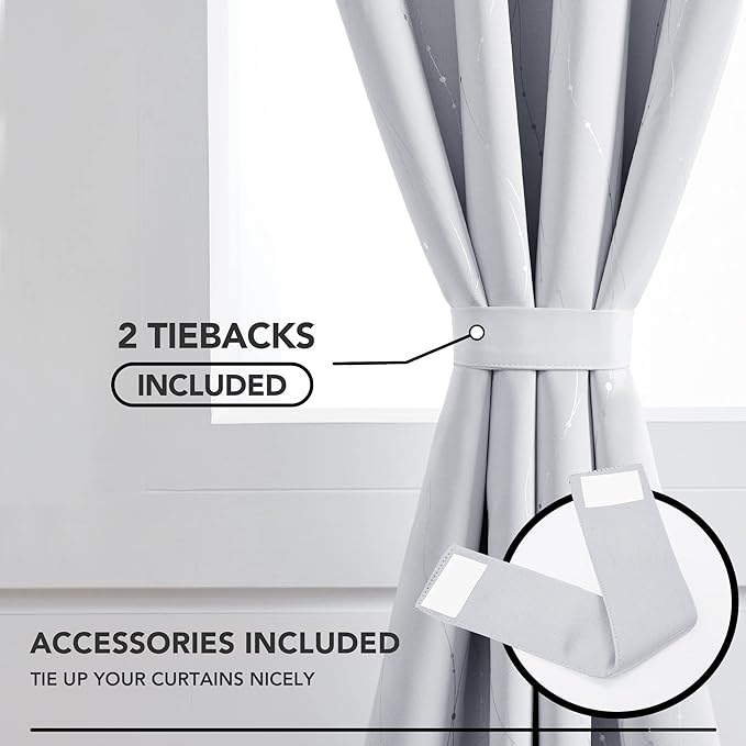 Deconovo Greyish White Curtains, Light Darkening Curtain, Thermal Insulated - Image 4