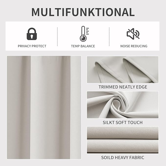 Joydeco Blackout Curtains 72 Inch Length 2 Panels Set, Thermal Insulated Long - Image 3