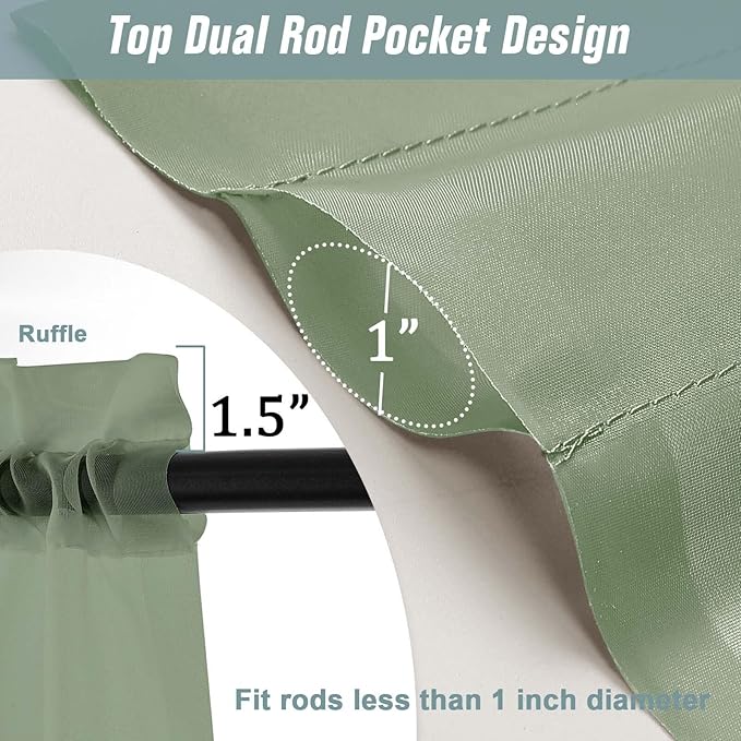 Sage Green Sheer Curtains 84 Inches Long 2 Panels, Elegant Airy Transparent - Image 3