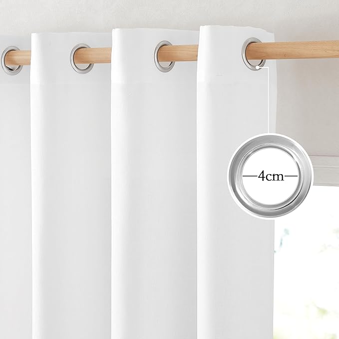 NICETOWN White Linen Curtains 132 inches Long, Grommet Privacy Added Linen - Image 2