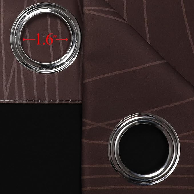 Estelar Textiler Brown and Greyish White Blackout Curtains 63 Inch Length 2 - Image 7