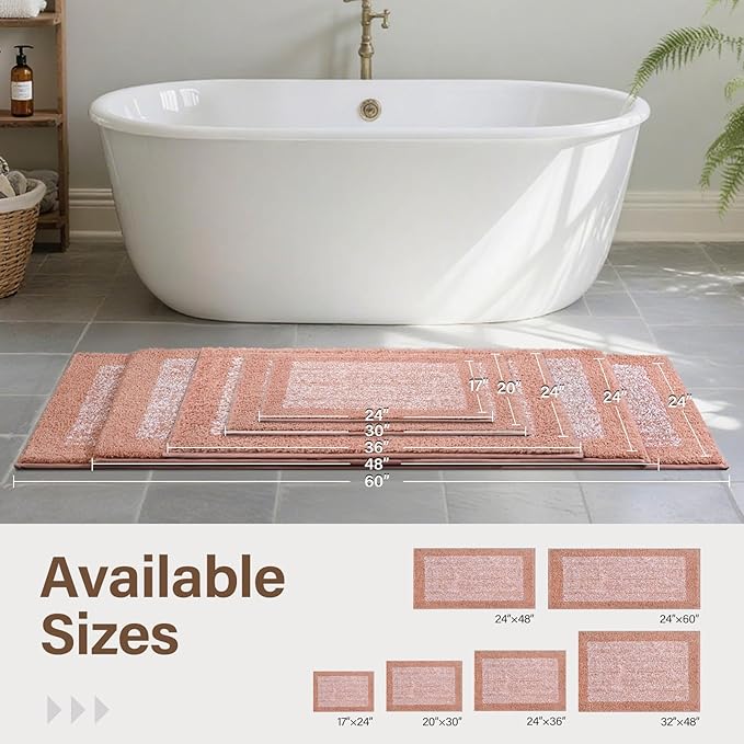 60x24 Long Bathroom Rugs Washable Non Slip, Soft Absorbent Quick Dry Mats - Image 6