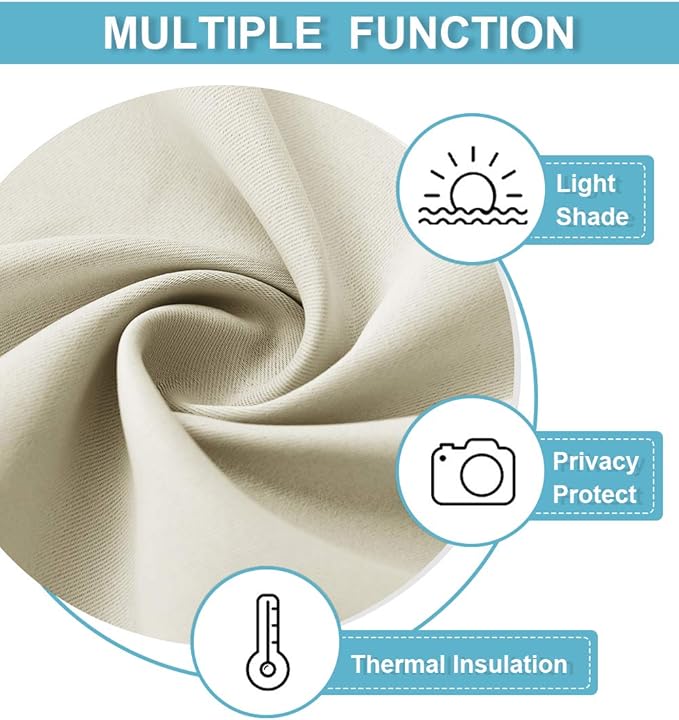 RYB HOME Curtains for Bedroom Living Room 63 inches Long, Thermal Insulated - Image 4