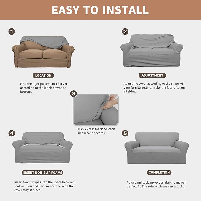Easy-Going 100% Waterproof Oversized Loveseat Couch Cover, Dual Waterproof Sofa - Image 5