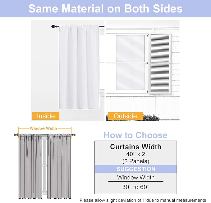 Simplebrand Ava Pure White Curtains 36 Inches Long 2 Panels, Light Filtering - Image 8