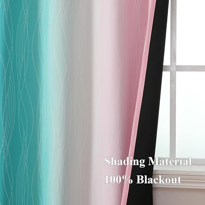 Estelar Textiler Pink and Teal Ombre Blackout Curtains 90 Inches Long 2 Panels - Image 5