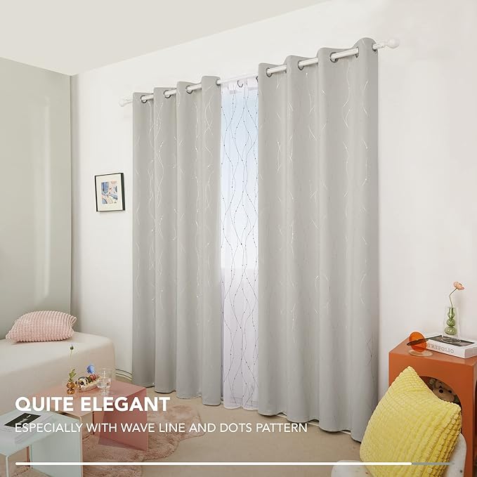 Deconovo Beige Curtains for Living Room, Light Darkening Soundproof Drapes - Image 7