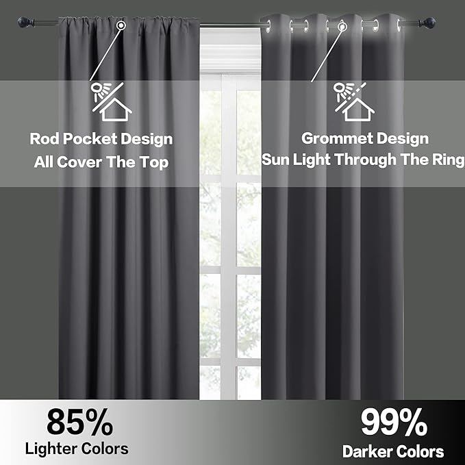 RYB HOME 2 Panels Blackout Doorway Curtains, Thermal Insulated Privacy Rod - Image 4