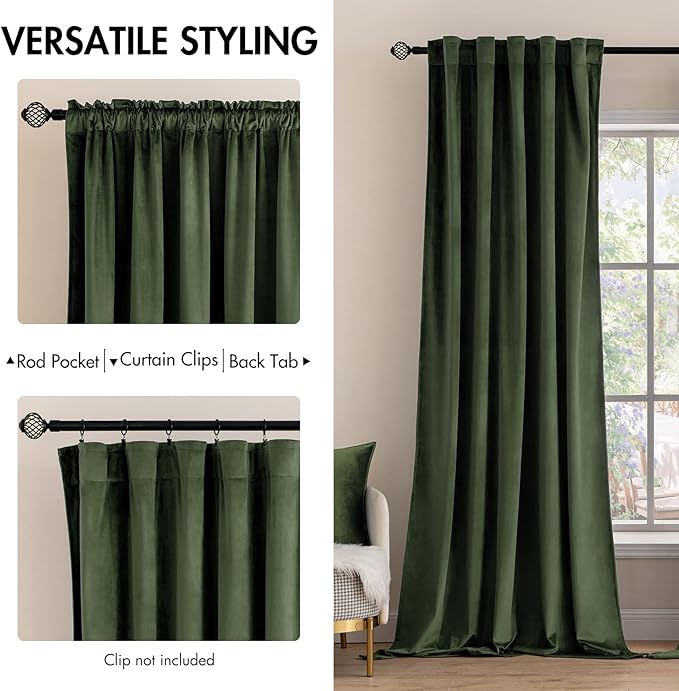 MIULEE Velvet Curtains 90 inches 2 Panels - Image 2
