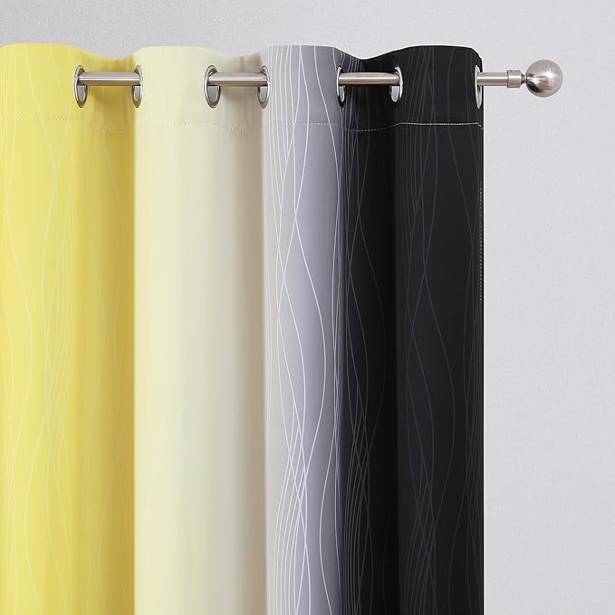 Estelar Textiler Yellow and Black Ombre Blackout Curtains 102 Inch Long - Image 4