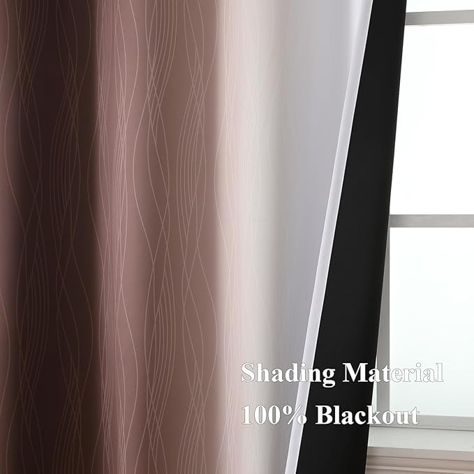 Estelar Textiler Brown and Greyish White Blackout Curtains 63 Inch Length 2 - Image 5