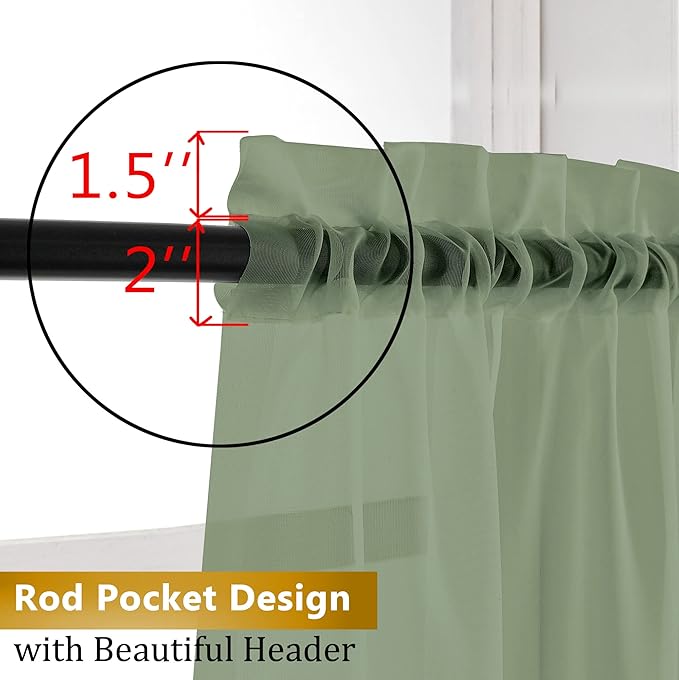 Aiyufeng Long Sheer Curtains for Bedroom, Semi Sheer Privacy Curtains & Drapes - Image 5