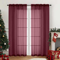 Burgundy Sheer Curtains for Window 72 inches Long 2 Panels, Soft Airy Light by Home