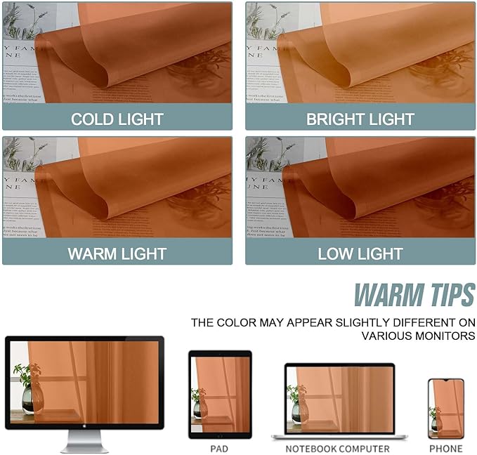 Orange Valances for Windows 14 inch Length 2 Panels Set, Small Voile Sheer - Image 7