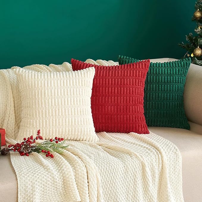 MIULEE Pack of 2 Red Corduroy Decorative Pillow Covers 12x12 Inch Soft Boho - Image 8