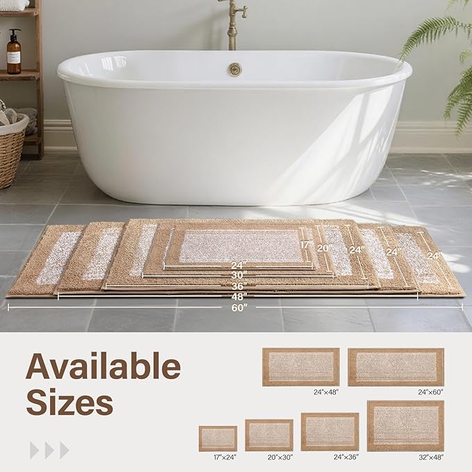 60x24 Long Bathroom Rugs Washable Non Slip, Soft Absorbent Quick Dry Mats - Image 6