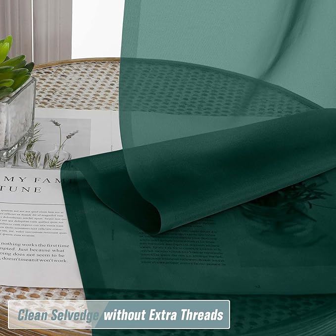 Green Small Sheer Curtains Tier 24 Inches Length 2 Pieces, Light Filtering Cafe - Image 5