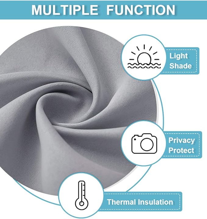 RYB HOME Blackout Curtains for Bedroom Living Room 63 inches Long, Thermal - Image 2