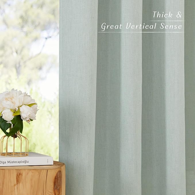 NICETOWN Linen Flax Semi Sheer Curtains 92" Length, Grommet Window Treatments - Image 7
