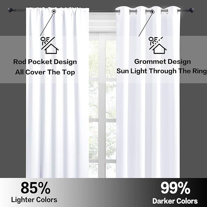 RYB HOME Curtains for Bedroom Living Room 63 inches Long, Thermal Insulated - Image 5