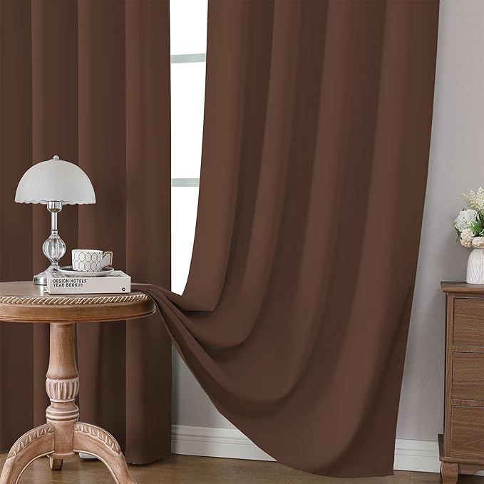 CUCRAF Brown Blackout Curtains 96 inch Length 2 Panels Set, Rod Pocket Room - Image 5