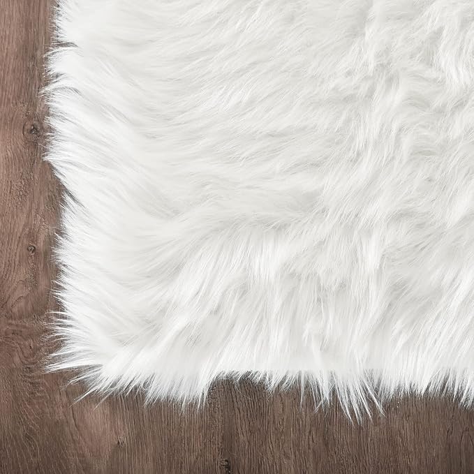 Latepis White Faux Fur Rug 3x5, Faux Sheepskin Rugs - Image 6
