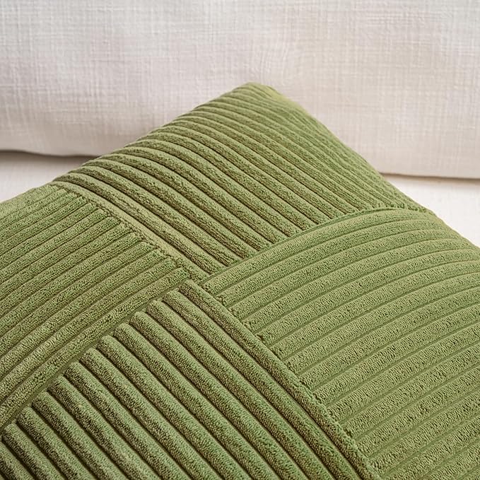 Fancy Homi 2 Packs Moss Green Lumbar Decorative Throw Pillow Covers 16x32 Inch - Image 3
