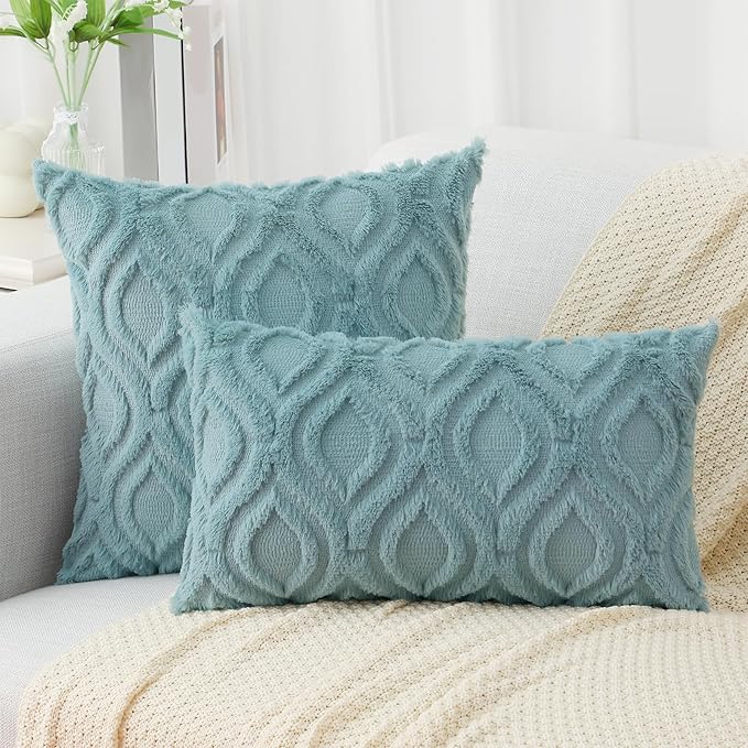 decorUhome Summer Throw Pillow Covers 26x26 Inch Set of 2, Soft Plush Faux Wool - Image 7
