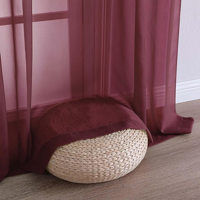 OVZME Burgundy Bedroom Curtains 2 Panel Sets 90 Inch Length, 59 Inch Extra Wide - Image 6
