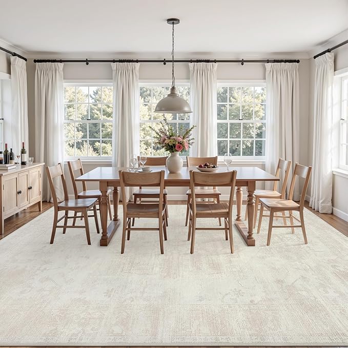 5x7 Area Rugs for Living Room: Vintage Boho Neutral Washable Rug Indoor Soft - Image 9