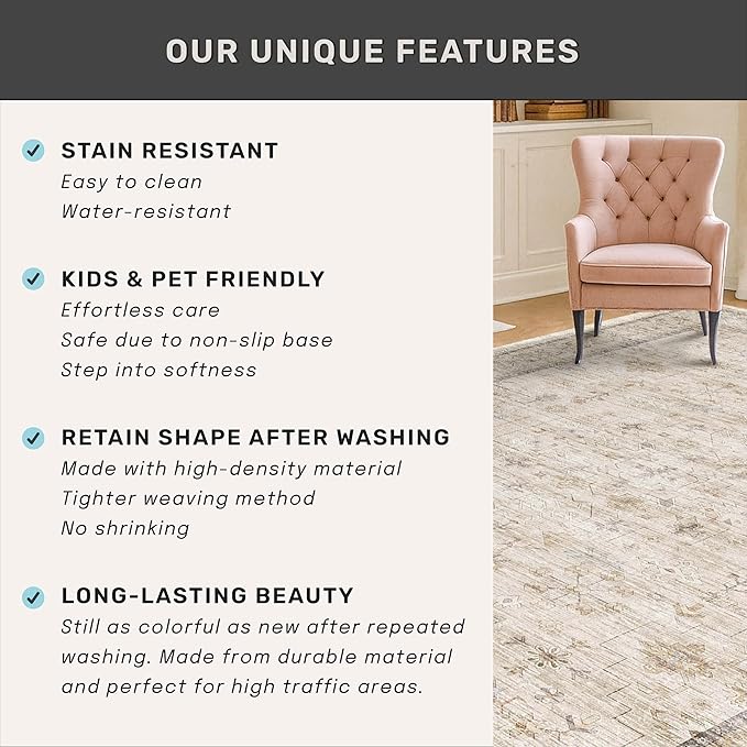 Beige Cream 10x12 Large Living Room Area Rug, Soft Neutral Carpet - Image 5