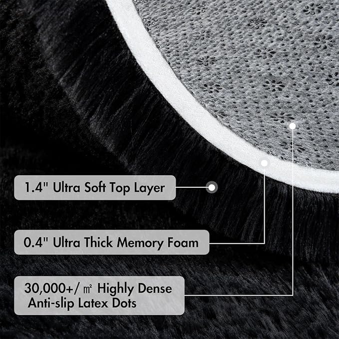 6x9 Ft Large Shag Black Rug for Living Room, Ultra Soft Fluffy Furry Area Rugs - Image 8