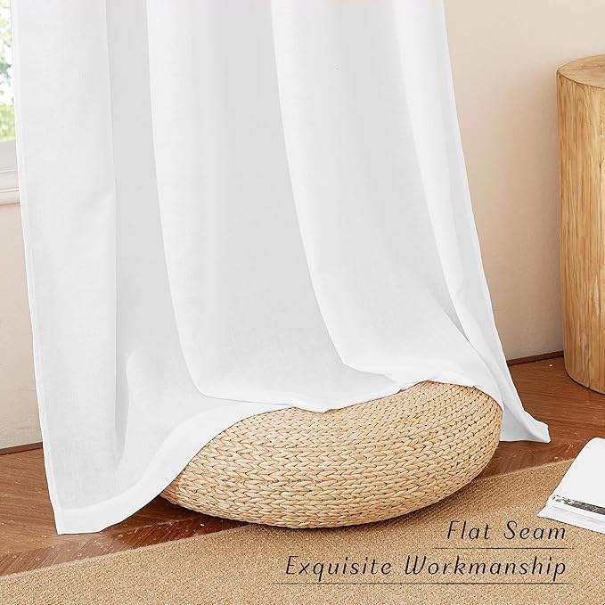 NICETOWN White Linen Curtains 132 inches Long, Grommet Privacy Added Linen - Image 7