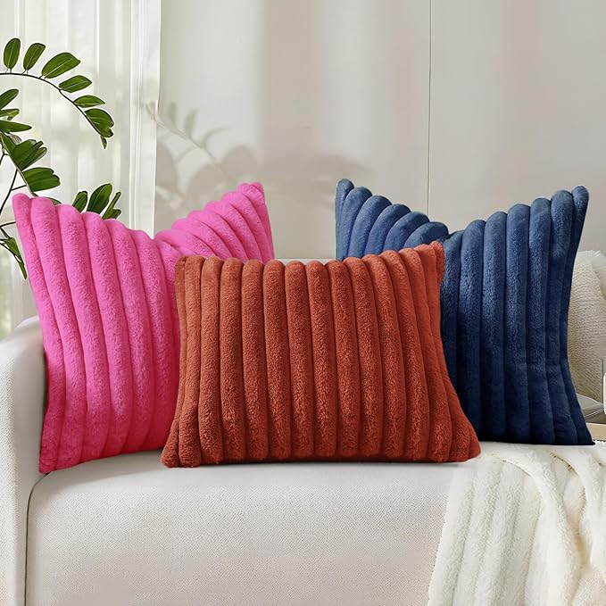 decorUhome Cozy Faux Fur Throw Pillow Covers 18x18 Set of 2 Decorative Soft - Image 9
