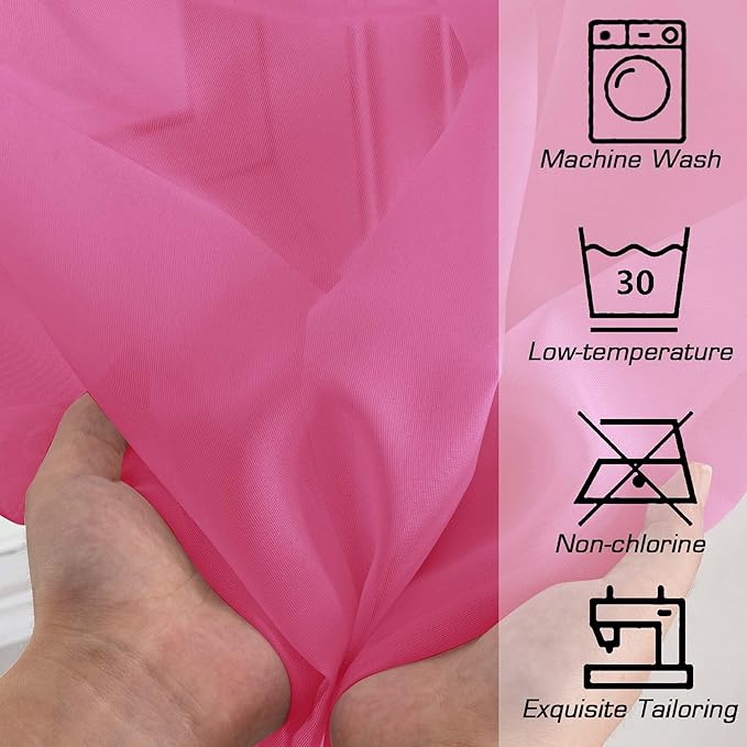 OWENIE Hot Pink Sheer Curtains for Bedroom Living Room 54 Inch Length 2 Panels - Image 5