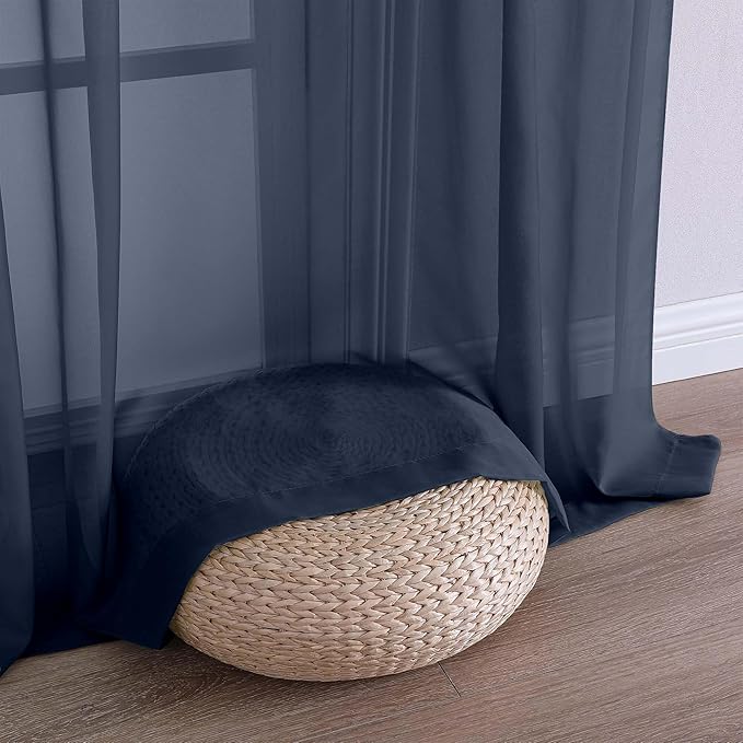 OWENIE Sheer Navy Blue Curtains, Sheer Curtains 63 inch Length 2 Panels Set - Image 8