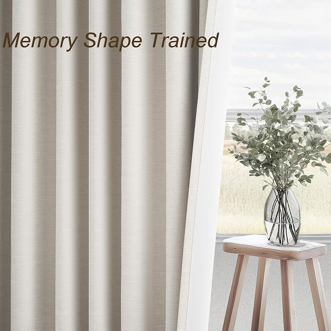 60 Inches Extra Wide Natural Linen Blackout Curtains 84 Inch Length - Image 5