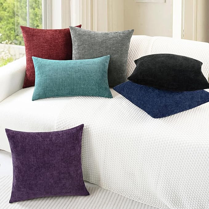 CaliTime Throw Pillow Covers Decorative 22 X 22 Inches Pack of 2 Cozy Chenille - Image 4