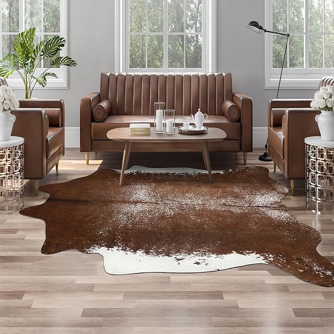 AROGAN 6×7.2 Feet Western Decor Faux Fur Cowhide Rug, Feet Premium Animal Skin by AROGANAREARUG